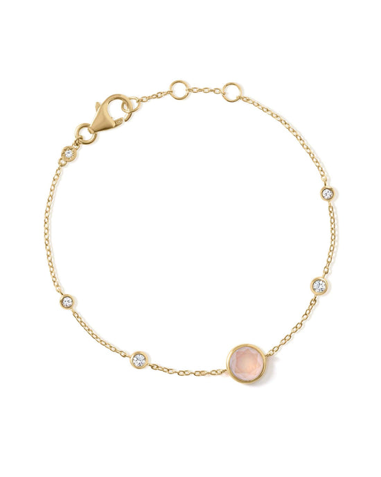 Gold Luna Pink Quartzite Station Bracelet