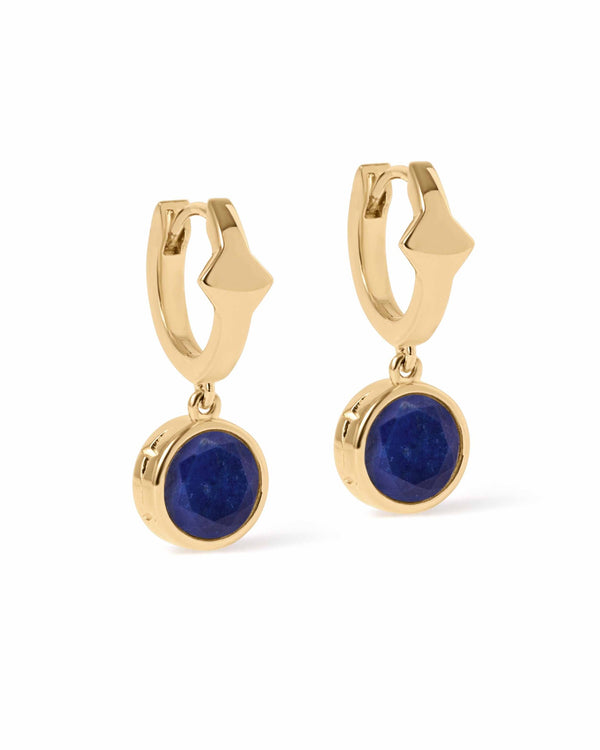 Gold Luna Lapis Huggie Earrings