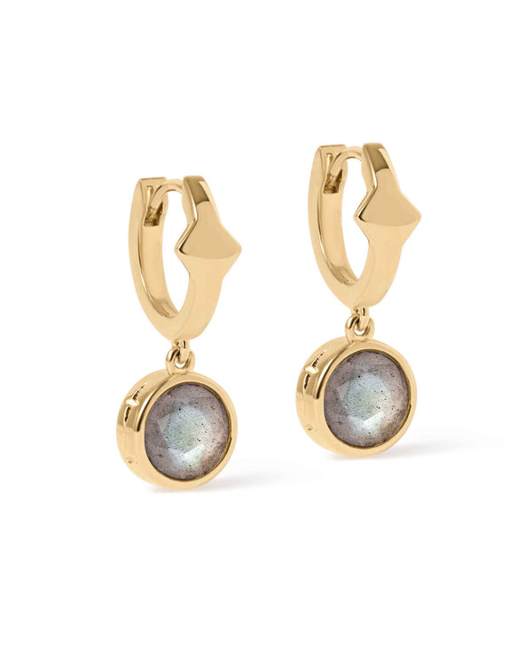 Gold Luna Labradorite Huggie Earrings