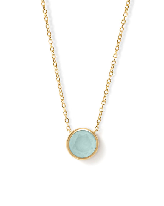 Gold Luna Aqua Quartzite Pendant Necklace