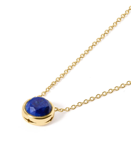 Gold Luna Lapis Pendant Necklace
