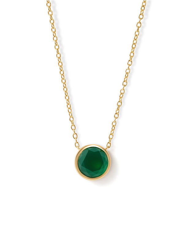 Gold Luna Green Agate Pendant Necklace