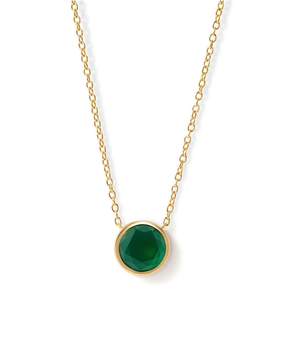 Gold Luna Green Agate Pendant Necklace