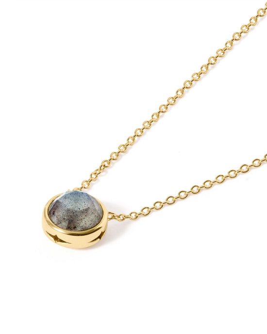Gold Luna Labradorite Pendant Necklace