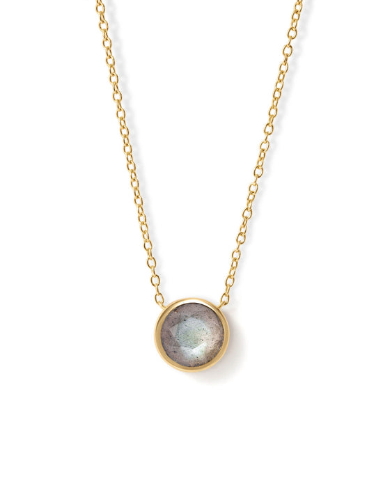 Gold Luna Labradorite Pendant Necklace