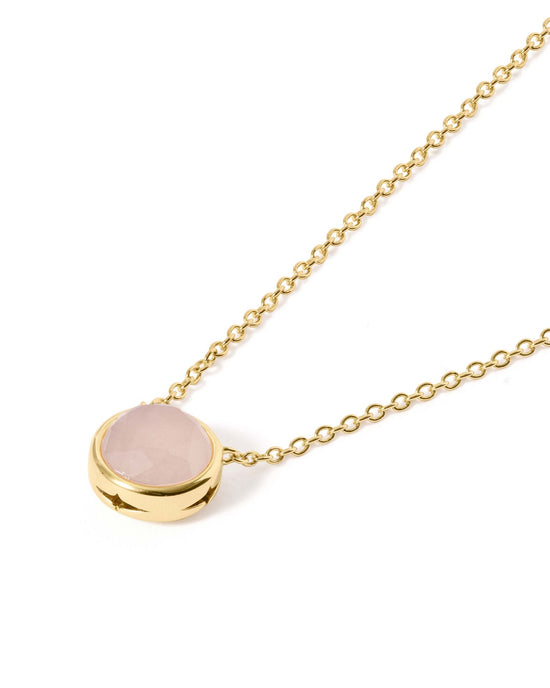 Gold Luna Pink Quartzite Pendant Necklace