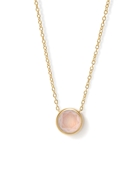 Gold Luna Pink Quartzite Pendant Necklace