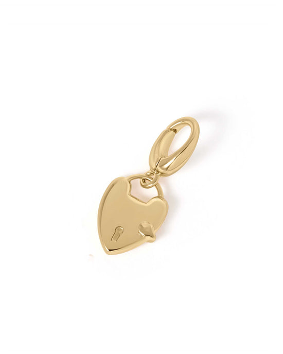Gold Heart Padlock Charm