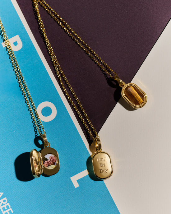 Laura Jackson Tiger's Eye Oval Locket Necklace