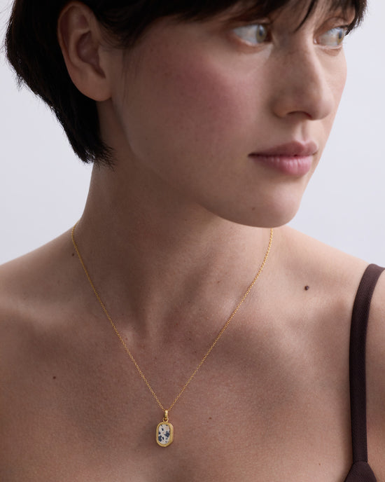 Laura Jackson Dalmatian Jasper Oval Locket Necklace