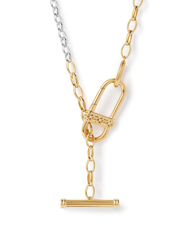 Laura Jackson Mixed Metal Link T Bar Necklace