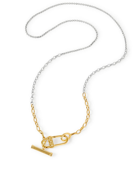 Laura Jackson Mixed Metal Link T Bar Necklace