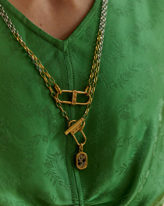 Laura Jackson Mixed Metal Link T Bar Necklace
