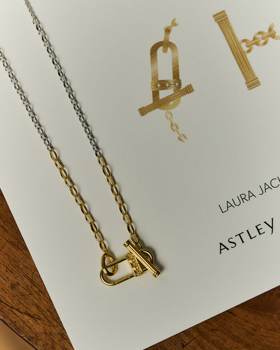 Laura Jackson Mixed Metal Link T Bar Necklace