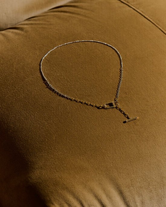 Laura Jackson Mixed Metal Link T Bar Necklace