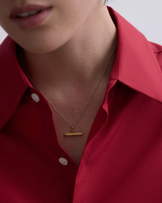 Laura Jackson Mixed Metal T Bar Necklace