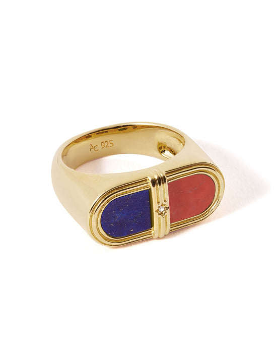 Laura Jackson Lapis & Red Jasper Signet Ring