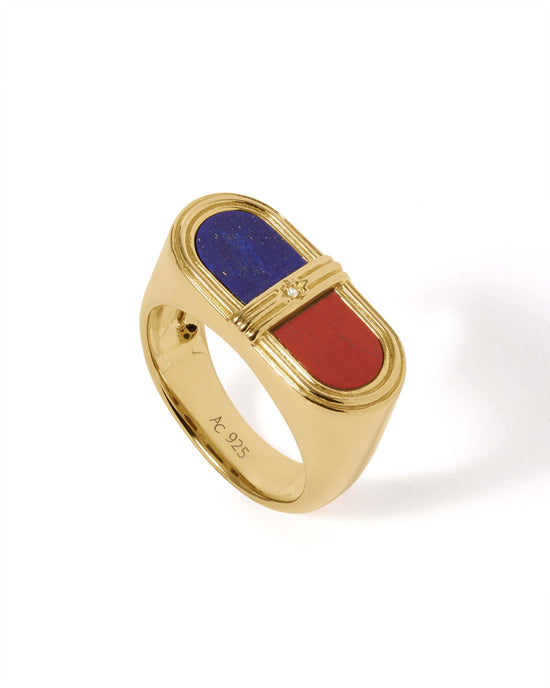 Laura Jackson Lapis & Red Jasper Signet Ring