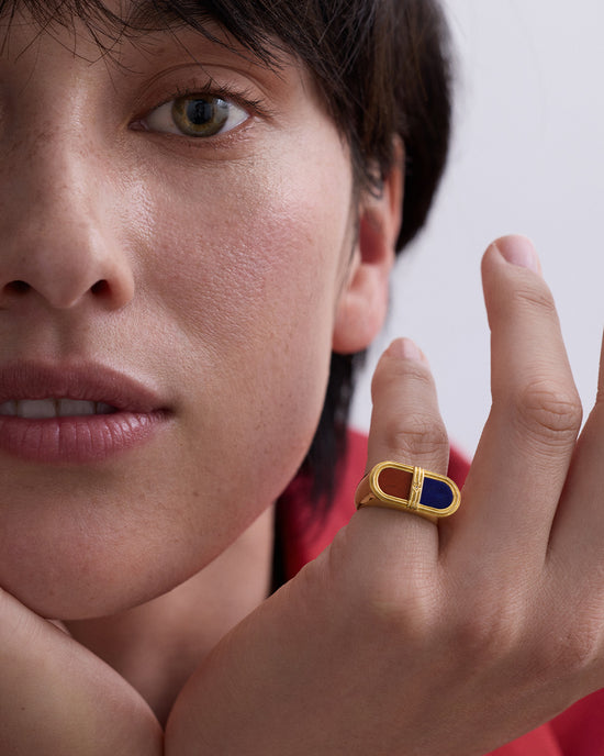 Laura Jackson Lapis & Red Jasper Signet Ring