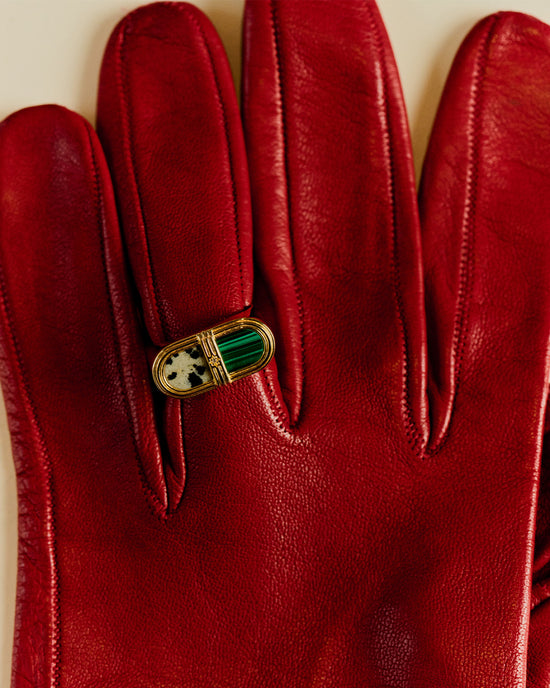 Laura Jackson Malachite & Dalmatian Jasper Signet Ring