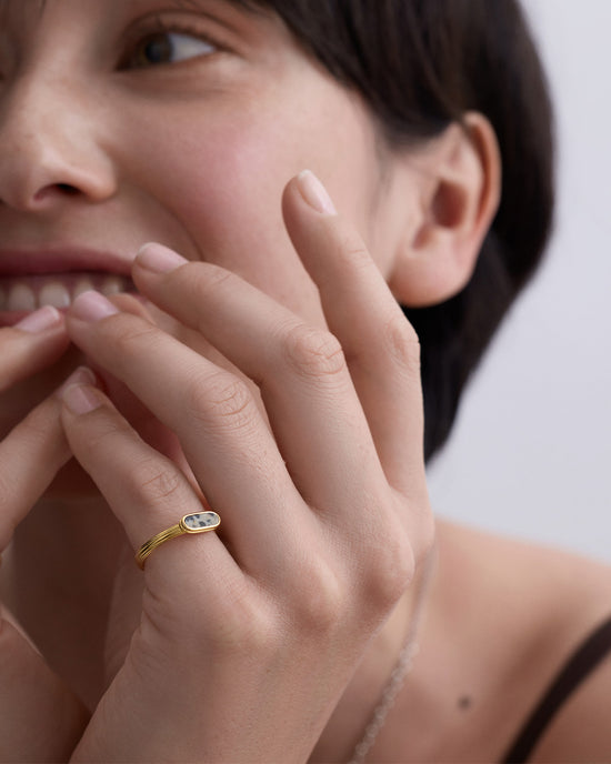 Laura Jackson Dalmatian Jasper Ridged Ring