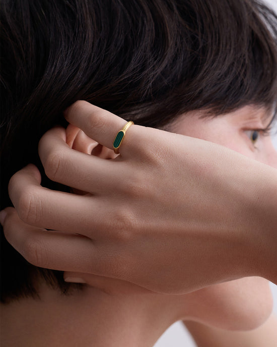 Laura Jackson Malachite Ridged Ring