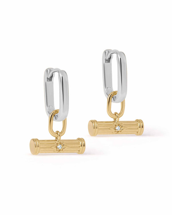 Laura Jackson Mixed Metal T Bar Huggie Earrings