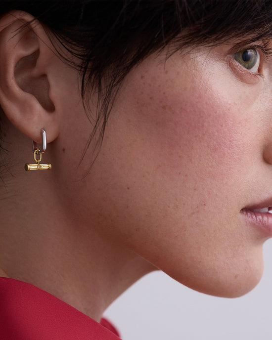 Laura Jackson Mixed Metal T Bar Huggie Earrings