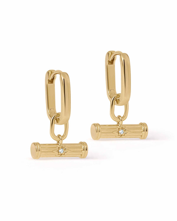 Laura Jackson Gold T Bar Huggie Earrings