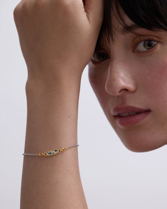Laura Jackson Dalmatian Jasper Bar Bracelet