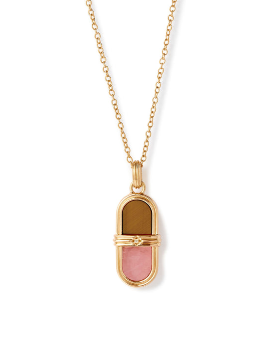 Laura Jackson Tiger's Eye & Rhodochrosite Pendant Necklace