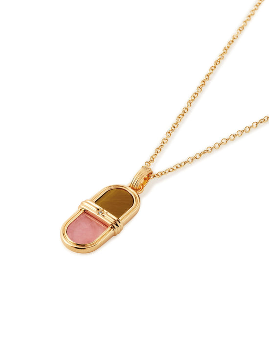 Laura Jackson Tiger's Eye & Rhodochrosite Pendant Necklace