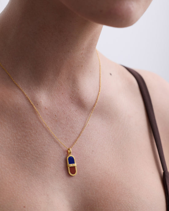Laura Jackson Lapis & Red Jasper Pendant Necklace