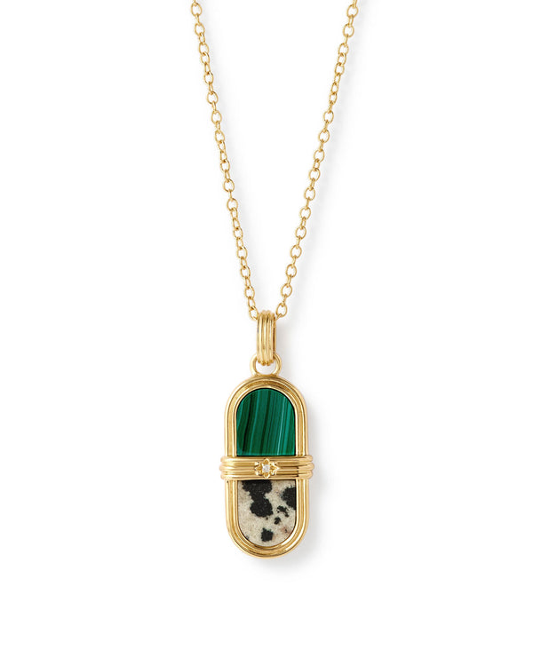 Laura Jackson Malchite & Dalmatian Jasper Pendant Necklace