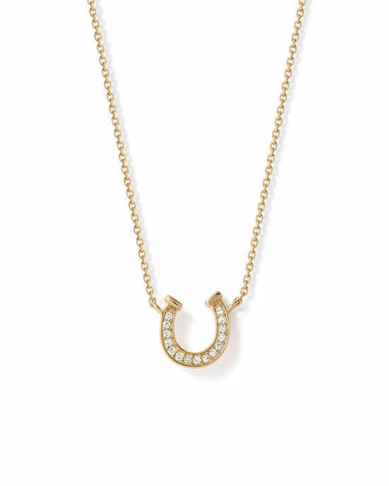 Solid Gold Horseshoe Diamond Pendant Necklace