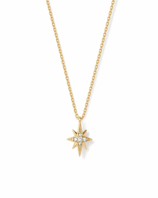 Solid Gold North Star Diamond Pendant Necklace
