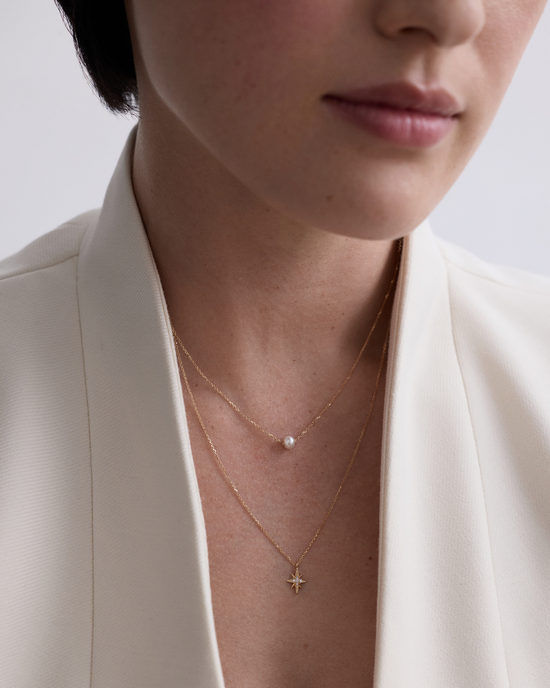 Solid Gold North Star Diamond Pendant Necklace