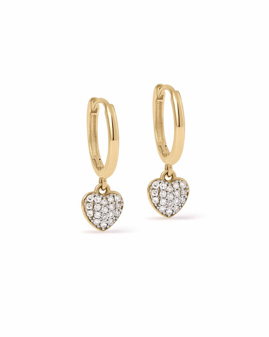 Solid Gold Diamond Heart Earrings