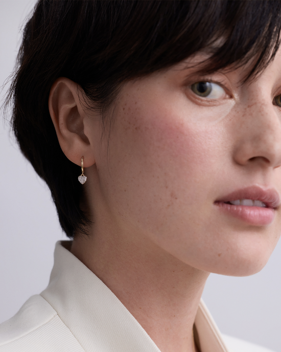 Solid Gold Diamond Heart Earrings