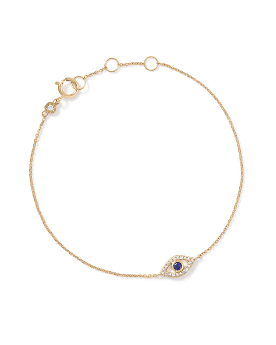 Solid Gold Sapphire Evil Eye Diamond Bracelet