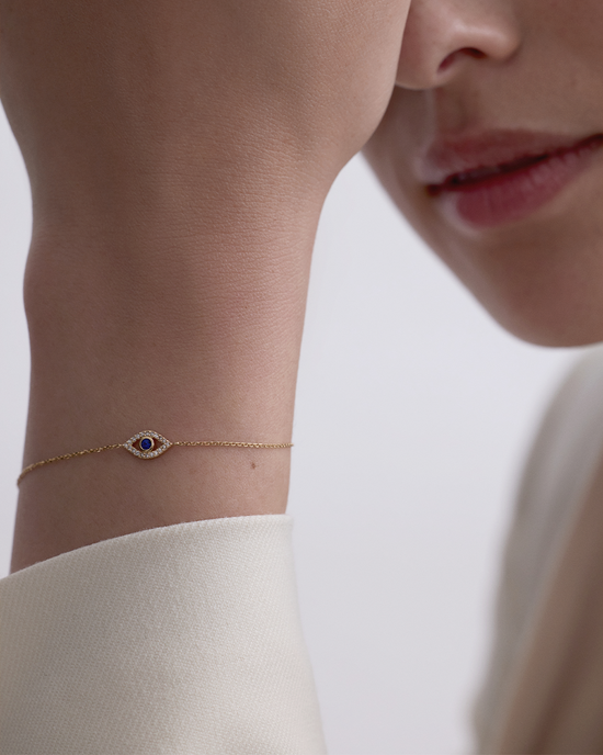Solid Gold Sapphire Evil Eye Diamond Bracelet