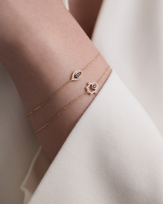 Solid Gold Sapphire Evil Eye Diamond Bracelet