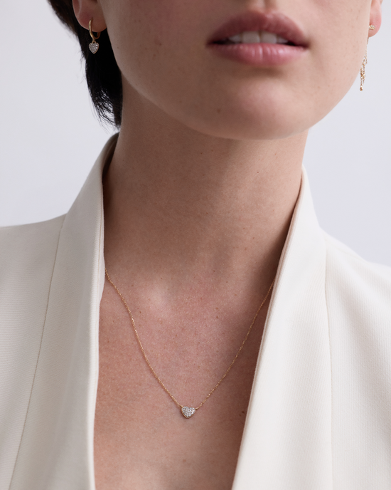 Solid Gold Diamond Heart Pendant Necklace