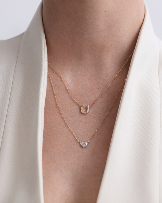 Solid Gold Diamond Heart Pendant Necklace
