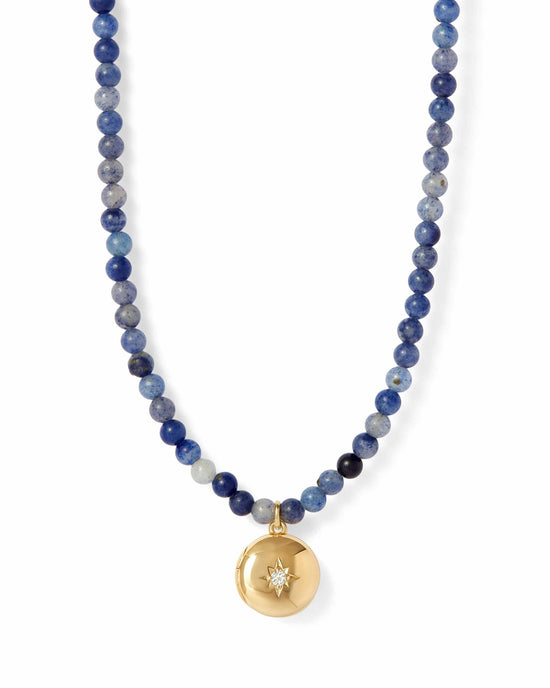 Blue Aventurine Gold Biography Mini Locket Necklace