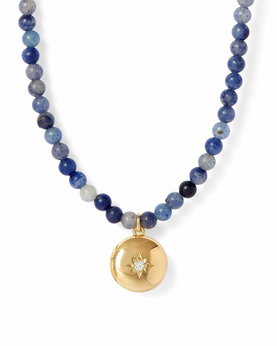 Blue Aventurine Gold Biography Mini Locket Necklace