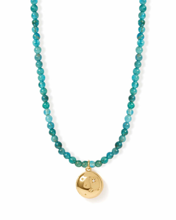 Blue Apatite Gold Tiny Star Locket Necklace