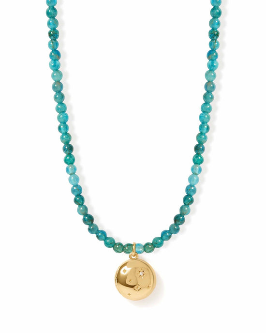 Blue Apatite Gold Tiny Star Locket Necklace