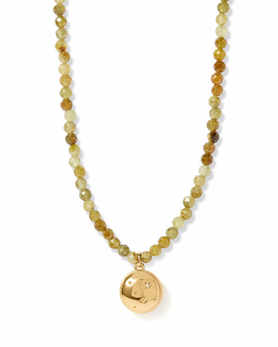 Green Garnet Gold Tiny Star Locket Necklace