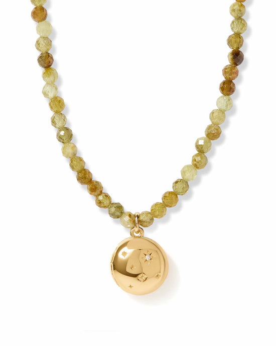 Green Garnet Gold Tiny Star Locket Necklace